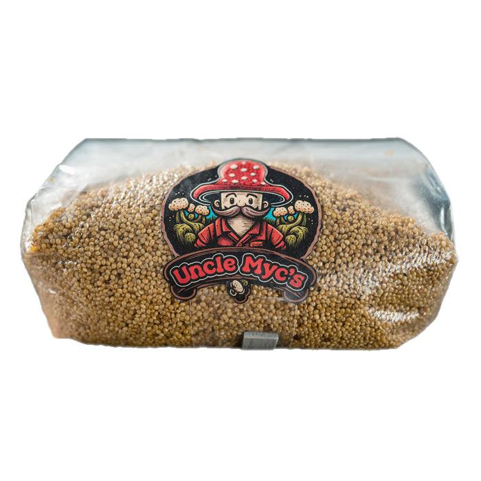 Uncle Myc's Millet Grain 100% Sterilized Mushroom Spawn Bag, 4 lbs