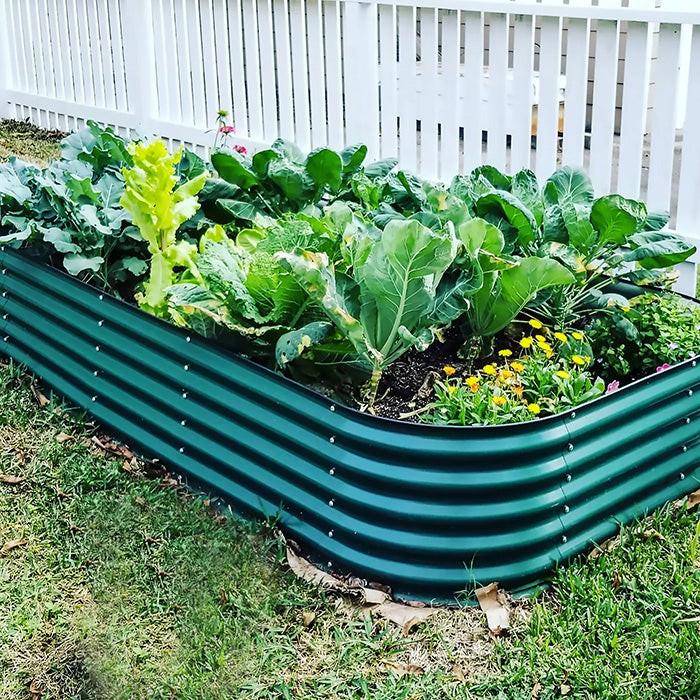 Vego Garden 17 Inch Tall 10 in 1 Modular Metal Raised Garden Bed Kit - British Green - Image 8