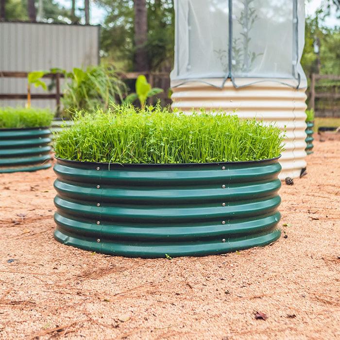 Vego Garden 17 Inch Tall 42 Wide Round Metal Raised Garden Bed - Modern Gray - Image 10