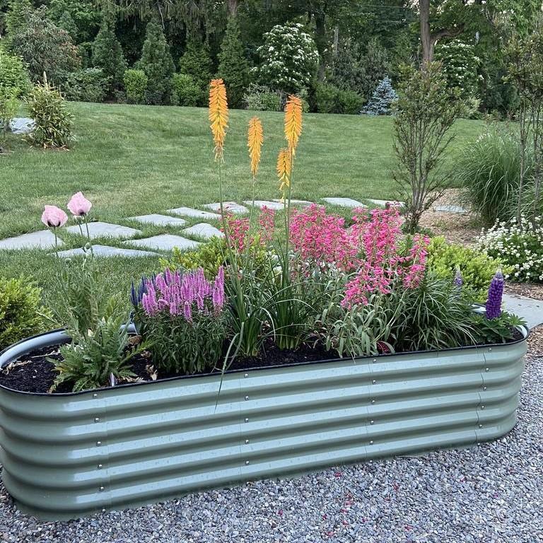 Vego Garden 17 Inch Tall 6 in 1 Modular Metal Raised Garden Bed Kit - British Green - Image 8