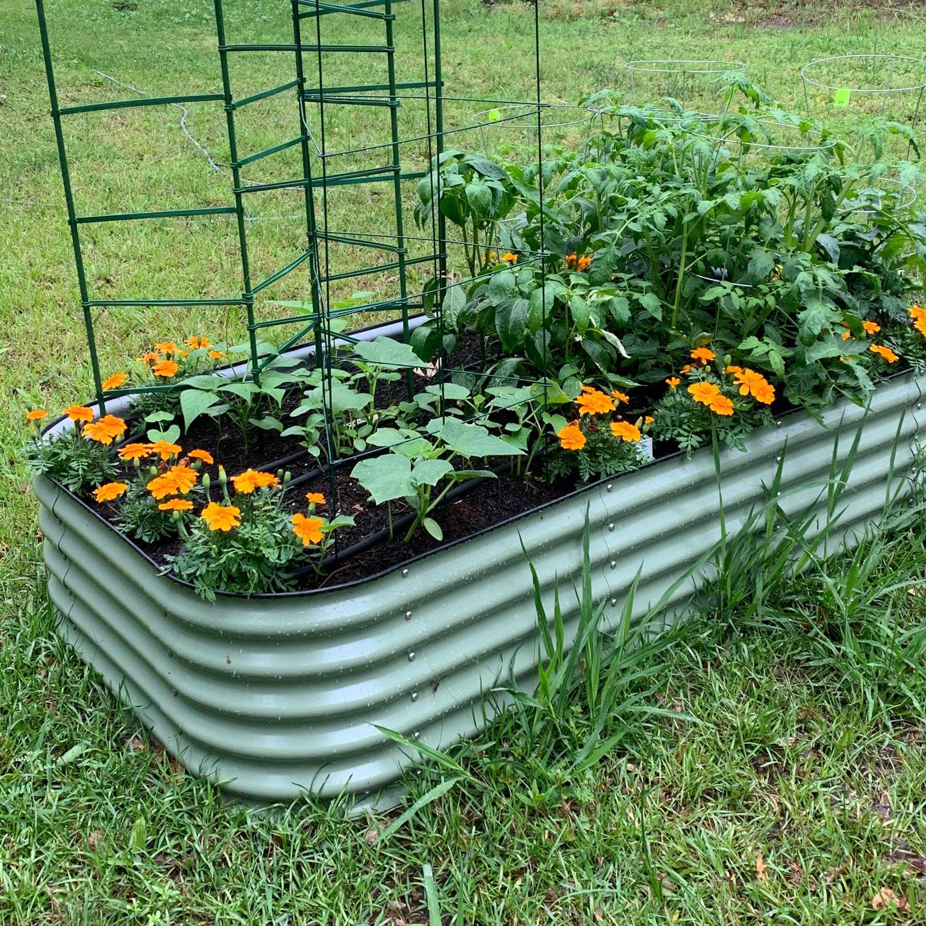 Vego Garden 17 Inch Tall 6 in 1 Modular Metal Raised Garden Bed Kit - Modern Gray - Image 10