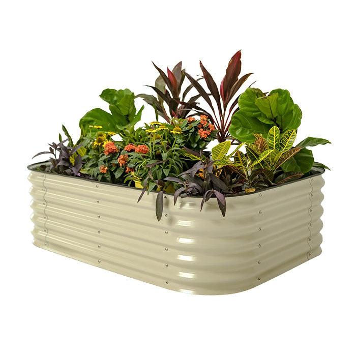 Vego Garden 17 Inch Tall 6 in 1 Modular Metal Raised Garden Bed Kit - Pearl White