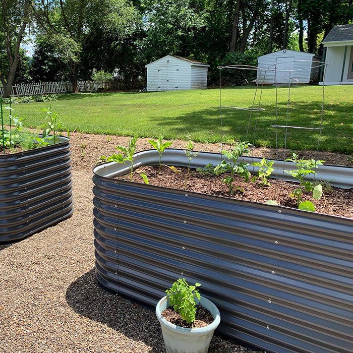 Vego Garden 32 Inch Tall 9 in 1 Modular Metal Raised Garden Bed Kit - Pearl White - Image 10