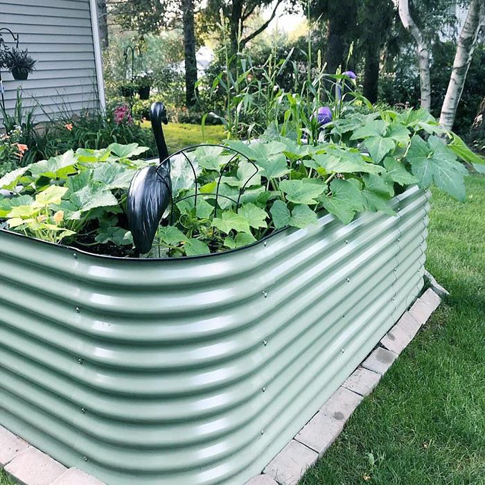Vego Garden 32 Inch Tall 9 in 1 Modular Metal Raised Garden Bed Kit - Pearl White - Image 8