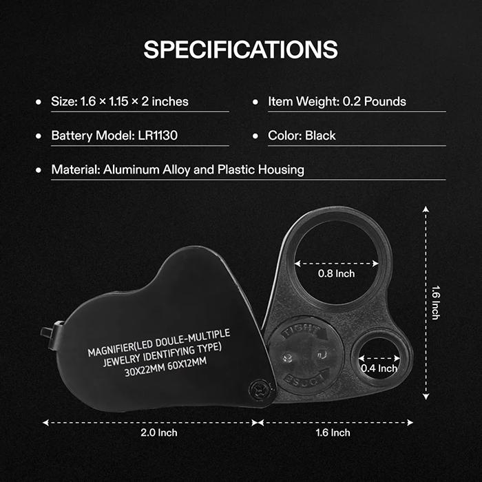 Vivosun 30x-60x Jewelers Loupe Magnifier with LED Light - Image 2