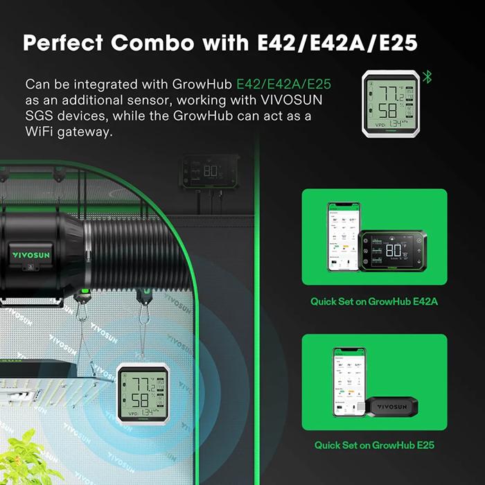 Vivosun AeroLab THB1S Bluetooth Hygrometer Thermometer with External Sensor Probe - Image 3