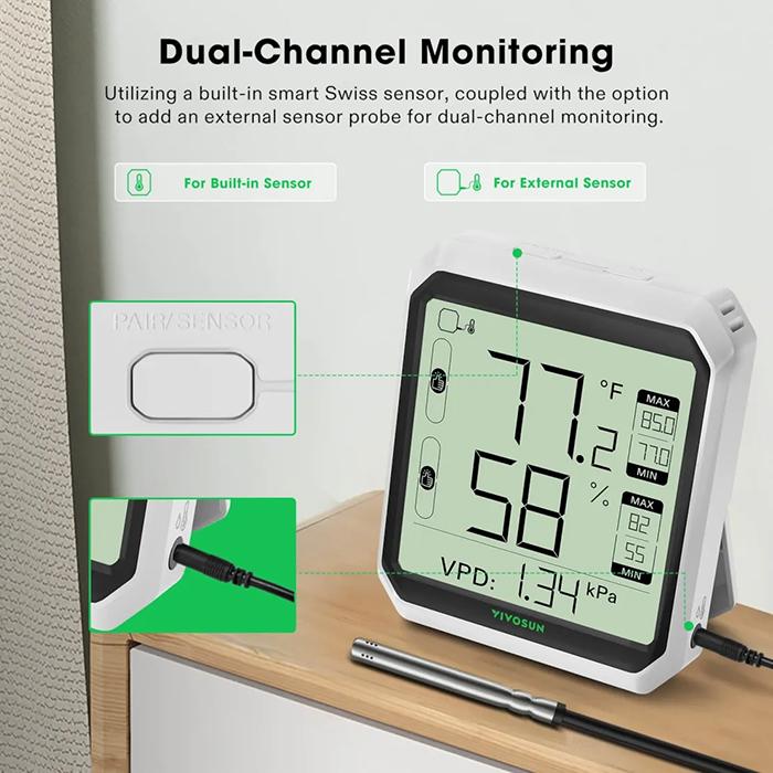 Vivosun AeroLab THB1S Bluetooth Hygrometer Thermometer with External Sensor Probe - Image 6
