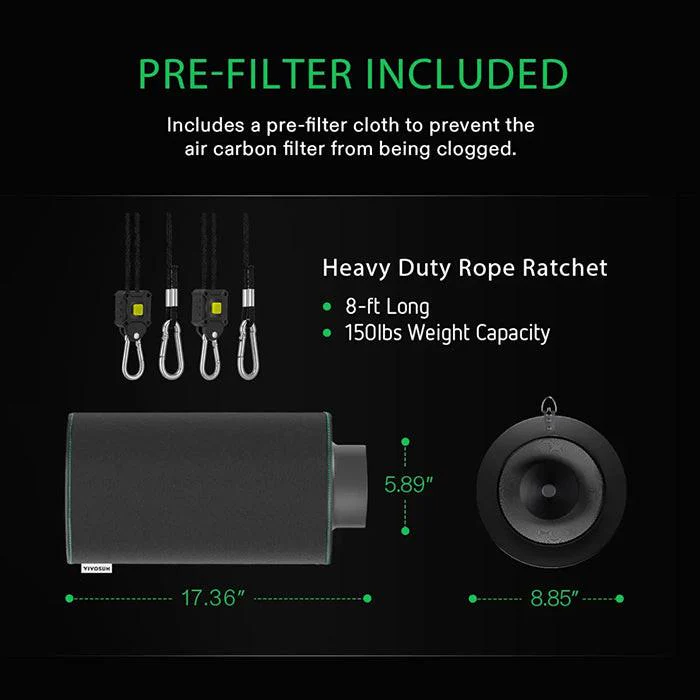 Vivosun Black Carbon Filter, 6" - Image 2