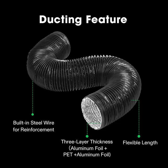 Vivosun Black Non-Insulated Flex Air Aluminum Ducting, 4" x 8' - Image 2