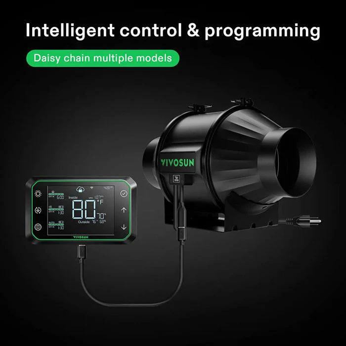 Vivosun Smart Air Filtration Kit Pro, AeroZesh T4 Inline Fan, E42A Controller, Carbon Filter, & Ducting Combo, 4" - Image 6