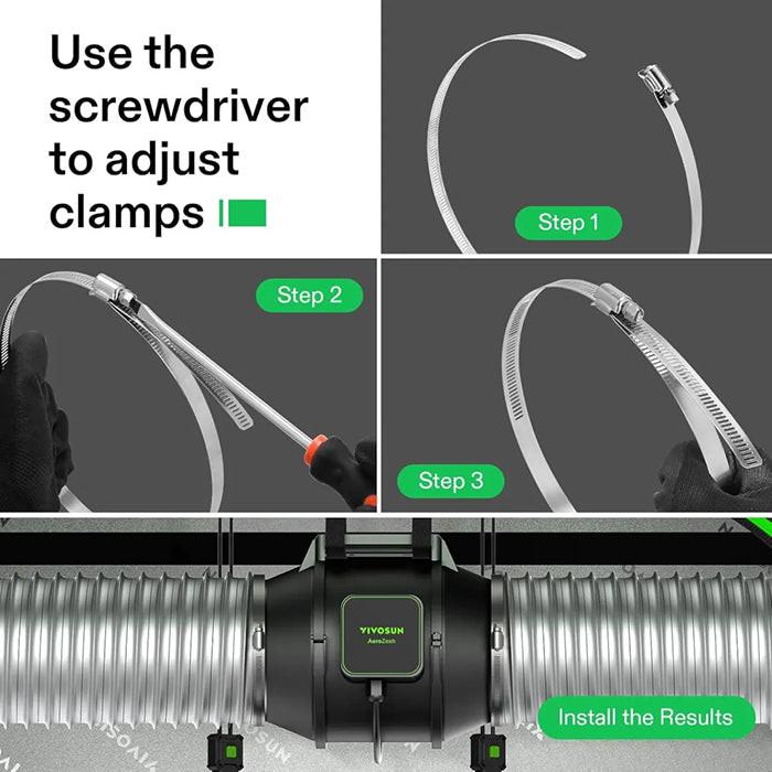 Vivosun Stainless Steel Air Ducting Clamps, Pack of 2 - Image 7
