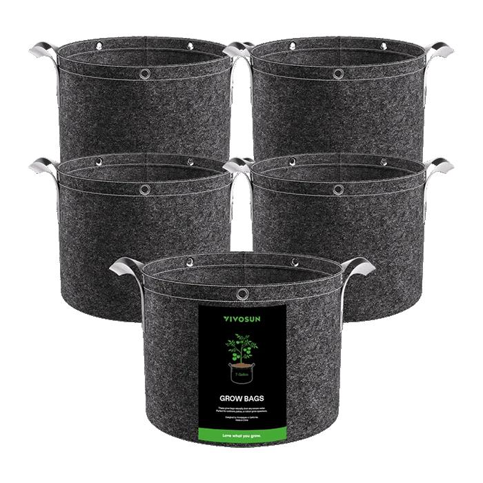 Vivosun Thick Nonwoven Fabric Pot with Handles & Multi-Purpose Rings, Pack of 5 - Image 6